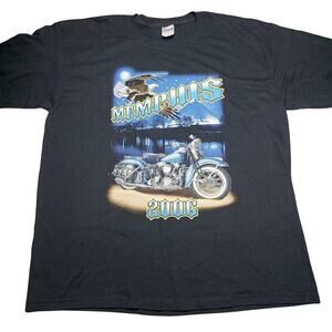 Vtg Memphis Old School Rider Graphic Black T-Shirt Men’s XL Double-Sided 2006
